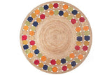 Round jute multicolor rug