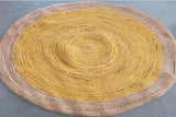 Neutral Round scalloped Rug