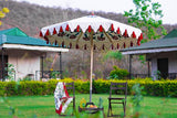 Parasol with weave and prints