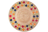Round jute multicolor rug 