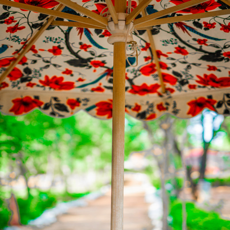 Parasol with wooden work
