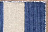 White and blue border rug