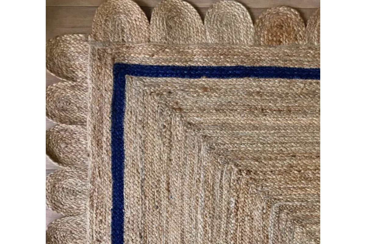 New Scalloped Jute Navy Border Rug – Jaipur Garden Parasols